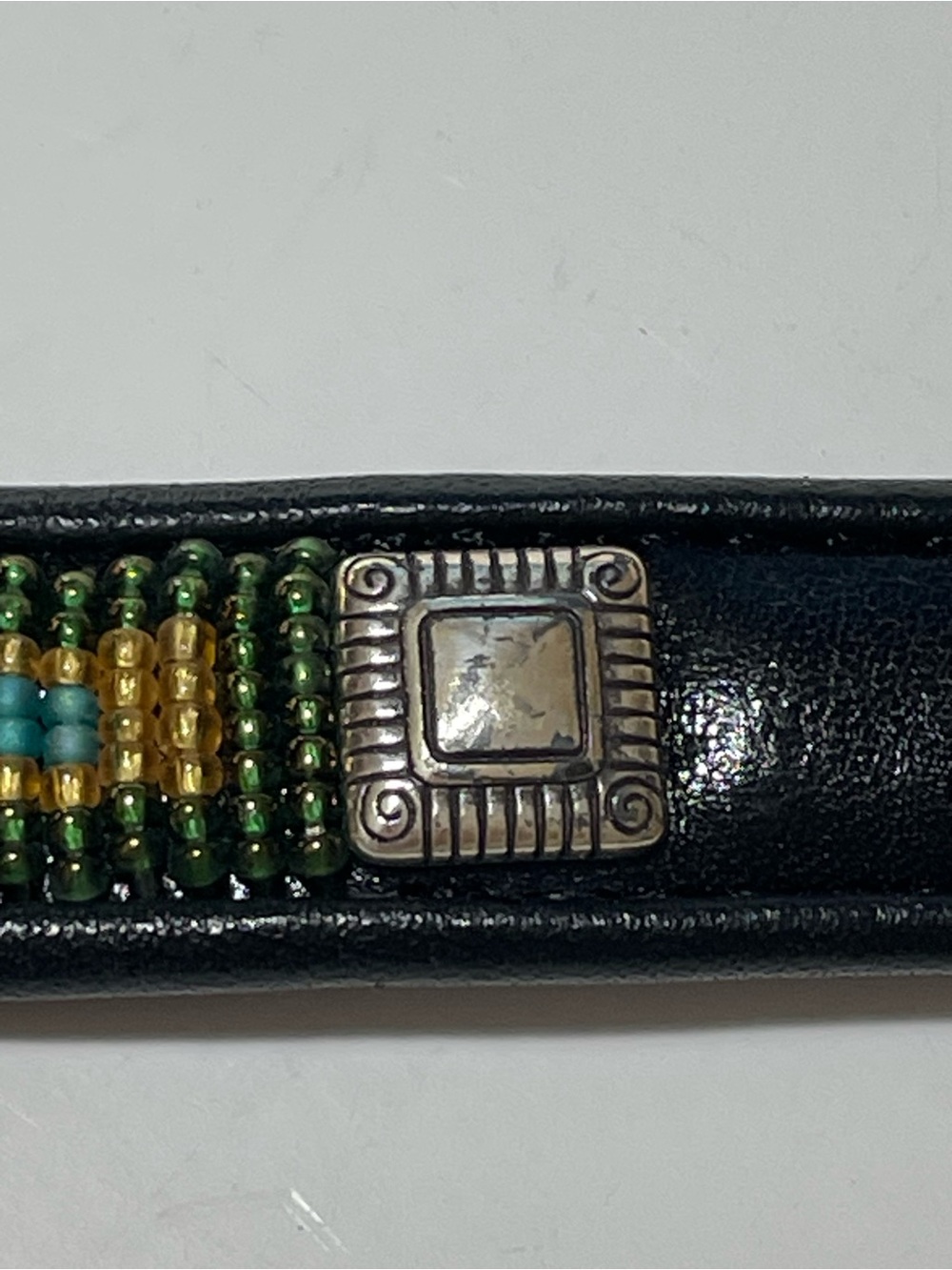 Brighton Black Leather Beaded Belt with Turquoise, Red & Silver Accents - Picture 7 of 13